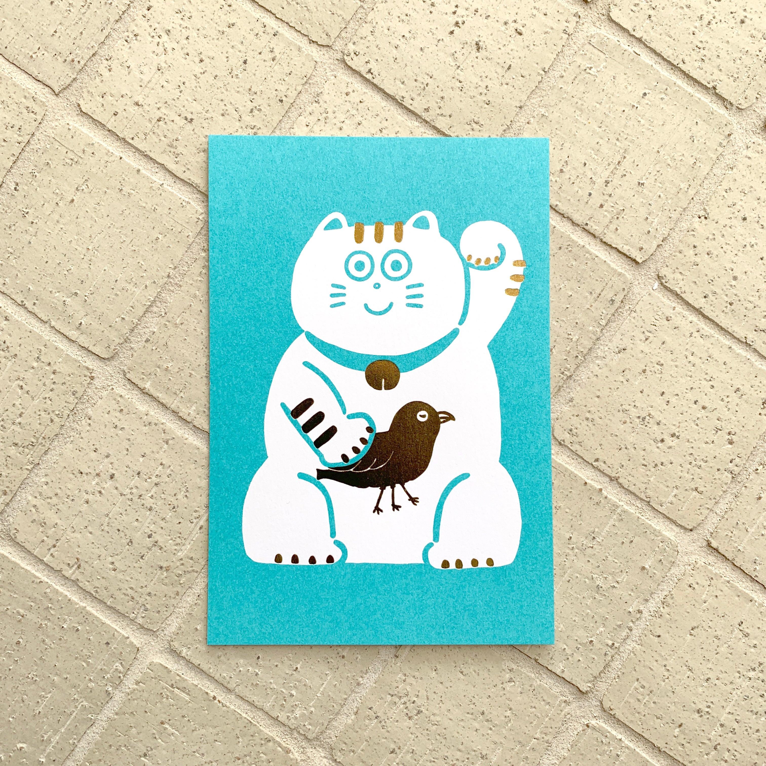 Manekineko ポストカード Onsen & Yatagarasu | AIUEO